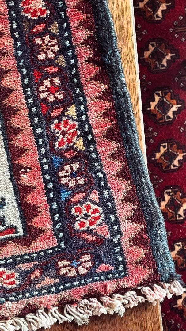 155×82〜90 アフガニスタン バルーチ族 手織りヴィンテージラグ 花と鳥