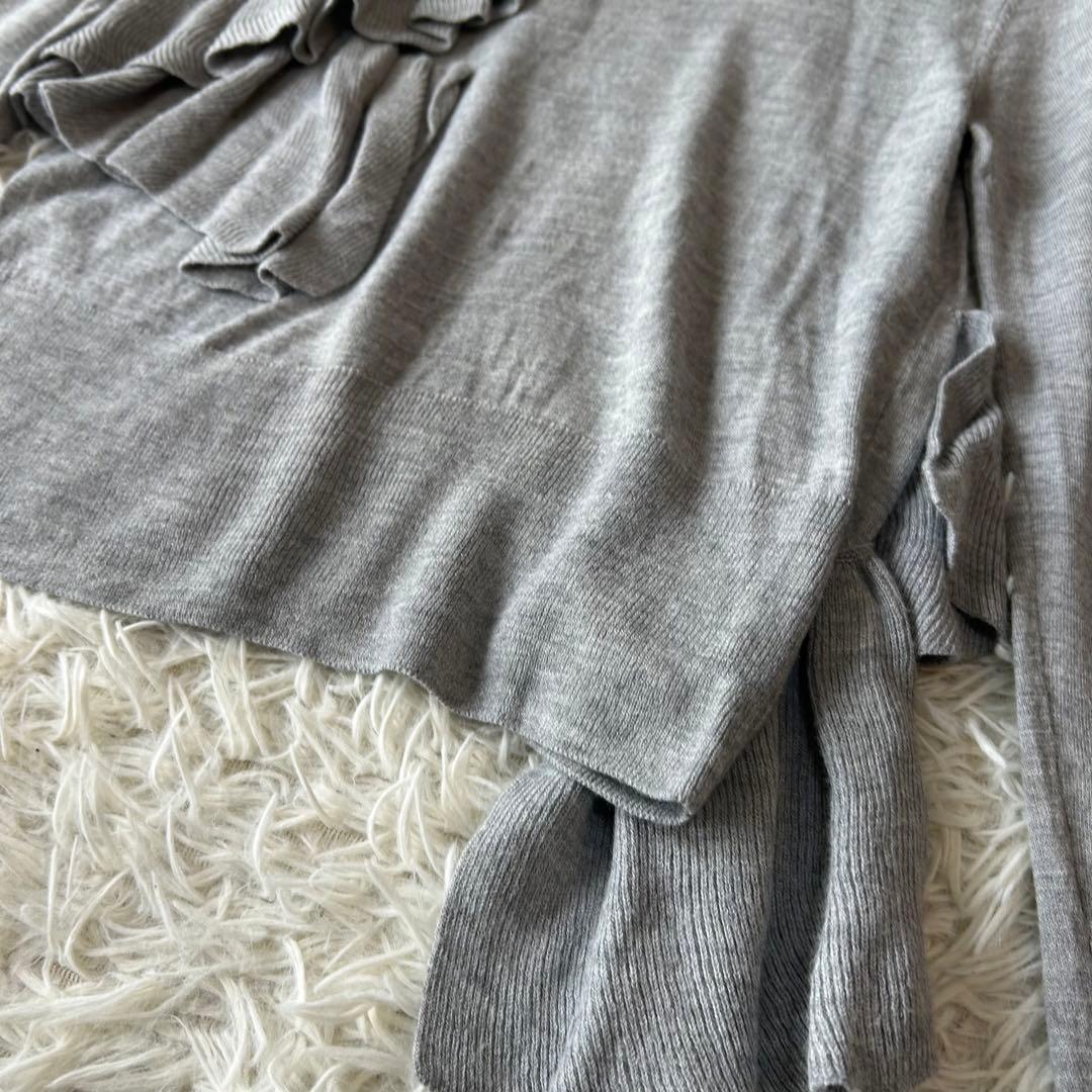 エムエムシックスメゾンマルジェラ MM6 アシンメトリーフリルニット　グレー　S