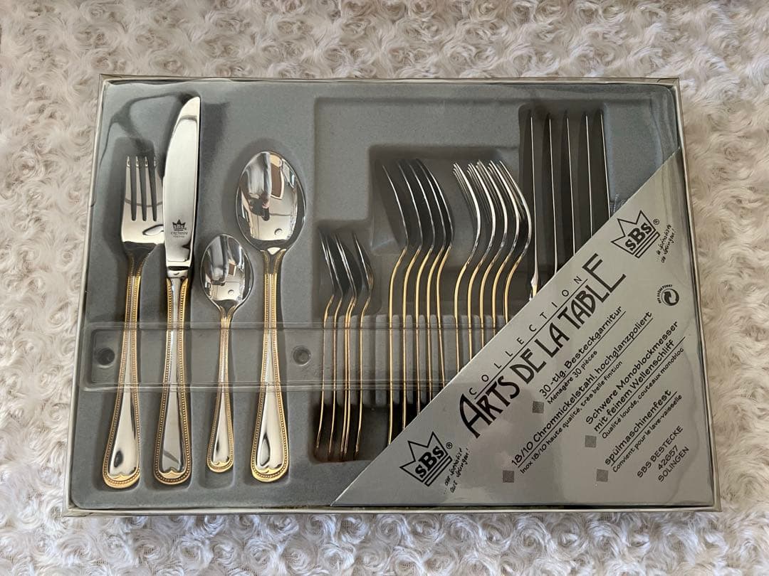 SBS社製　ゾーリンゲン　金彩　カトラリーセット　ディナーセット〈30本セット〉