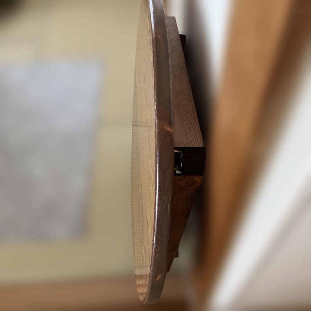 高級折りたたみ式 丸座卓天然木国産松無垢材パイン材 円卓90cm オイル塗装