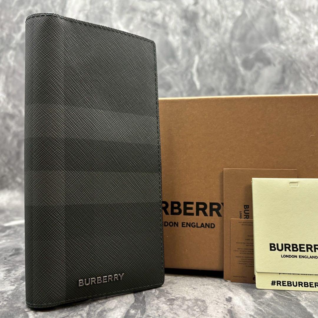 極美品✨バーバリー 長財布 2つ折り 現行モデル ブラック 箱付き