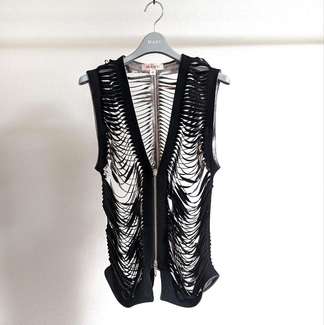 トップス MASU SHREDDER LEATHER VEST(BLACK)