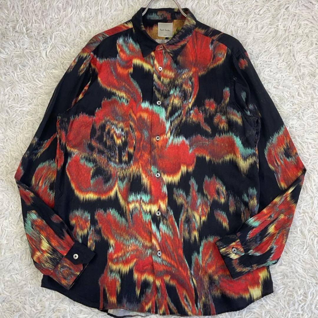 h*a様 大きいサイズ✨L✨ポールスミス　フラワー柄　総柄シャツ　現行タグ　長袖