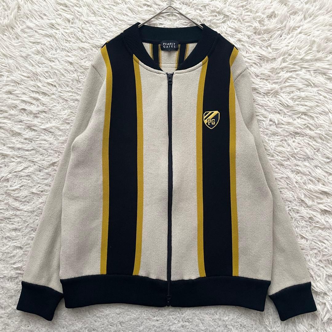 PEARLY GATES 刺繍　セーター　ジャケット　ウエア　日本製　ストライプ