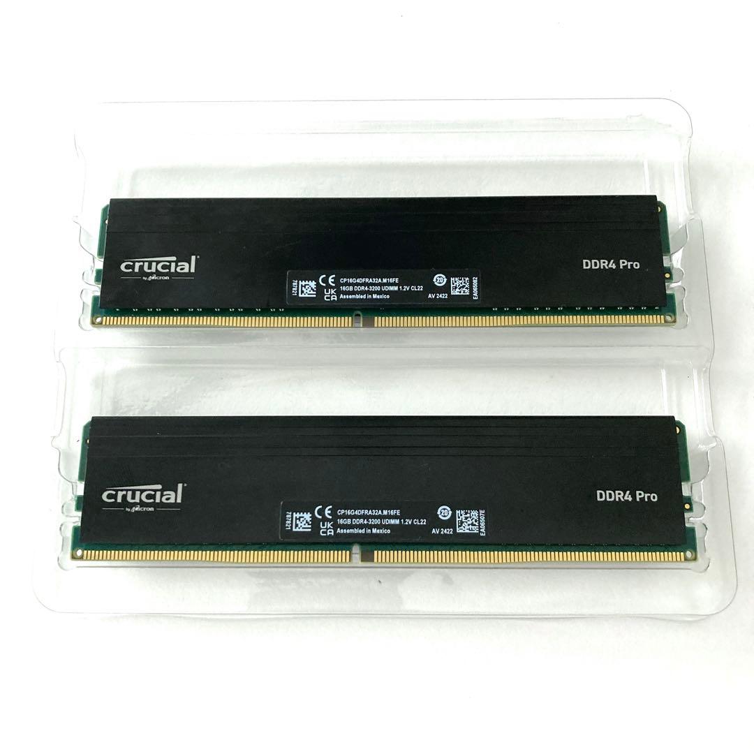 【動作確認済】 Crucial DDR4 16GB ×2（計32GB）