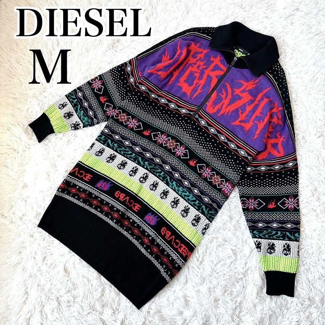 極美品✨【DIESEL】y2k ハイネック　ニットワンピース　イタリア製　黒系