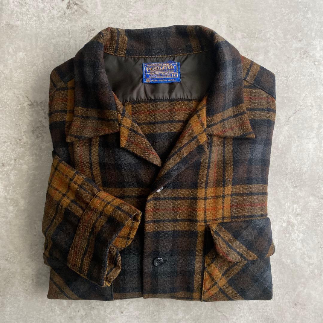 ド渋 60s 70s ペンドルトン ウール オンブレ ボードシャツ USA製 L