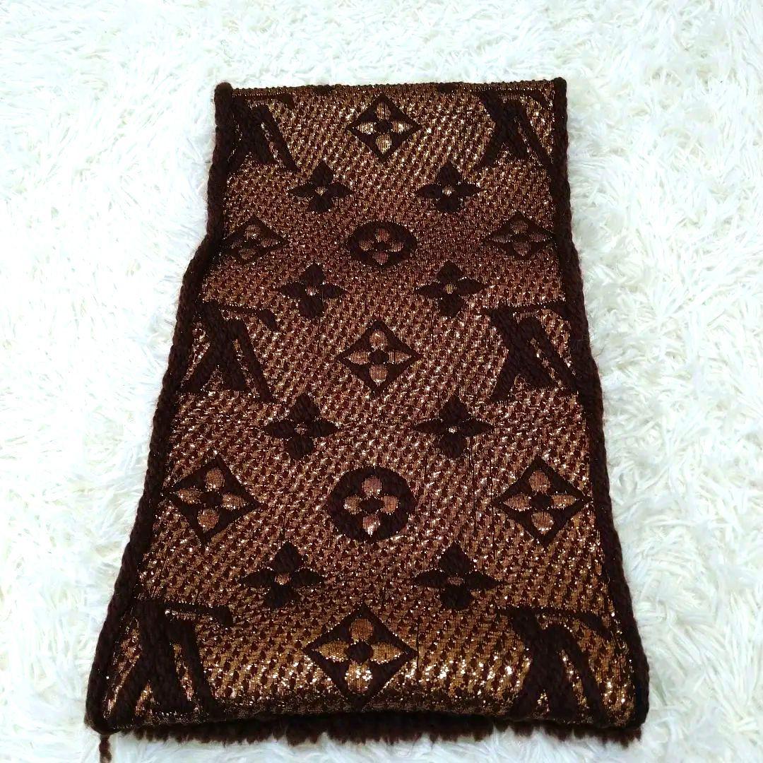 LOUIS VUITTONルイヴィトン国内正規ロゴマニアモノグラムマフラーマロン