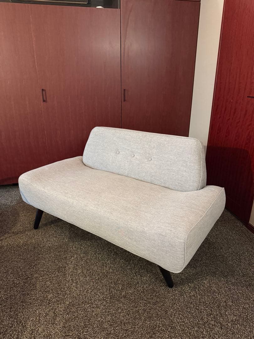 MODERN DECO ベンチソファ 2人掛け ファブリック グレー