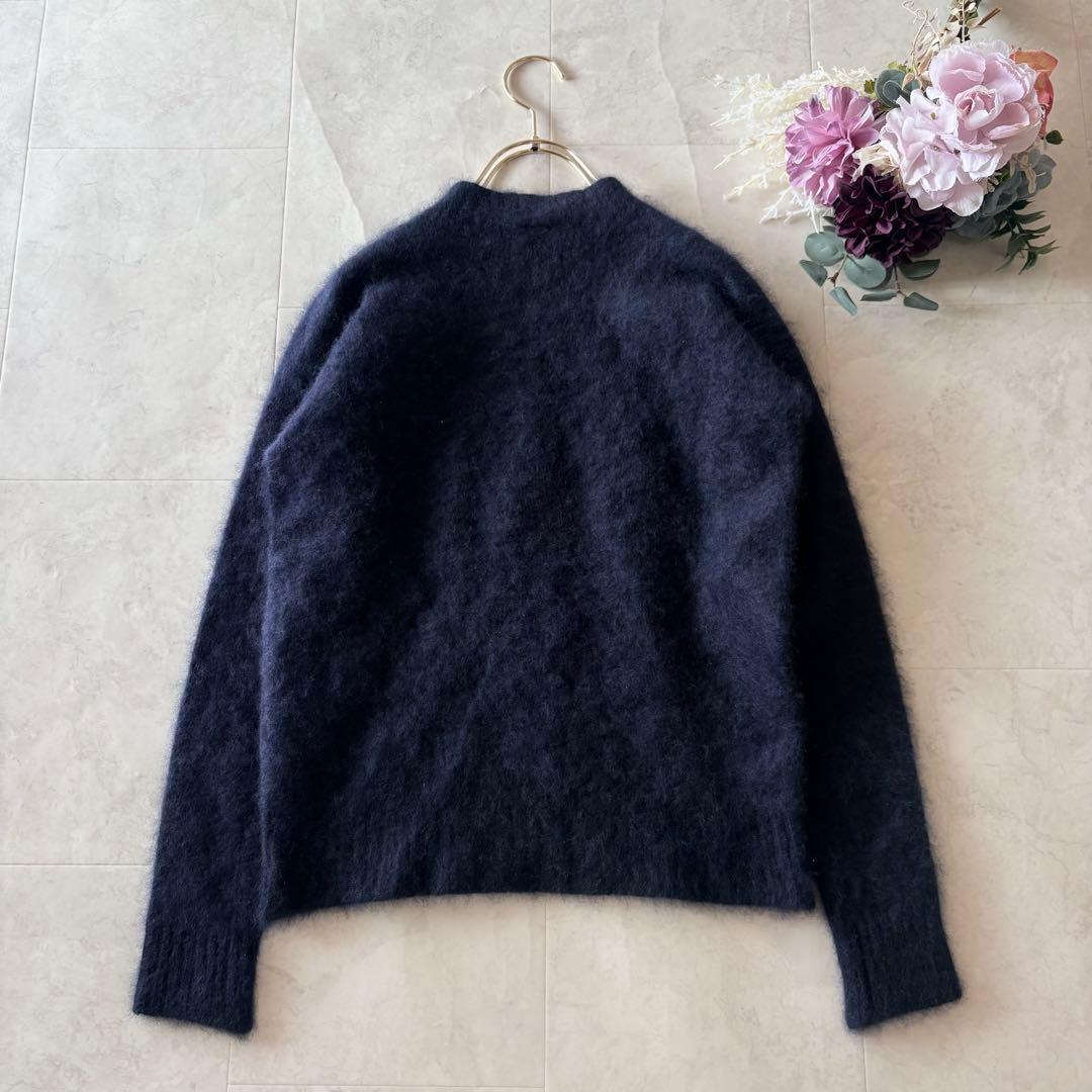 NO.5-138 Ronherman カシミヤ100 モヘアニット　長袖　S 紺