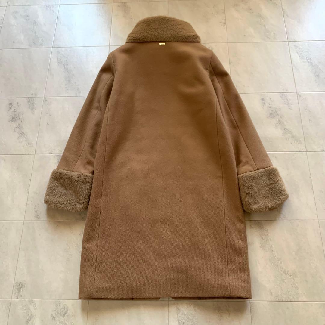 美品♡ヘルノ エコファー インナーダウン 異素材 ウール キャメル 38