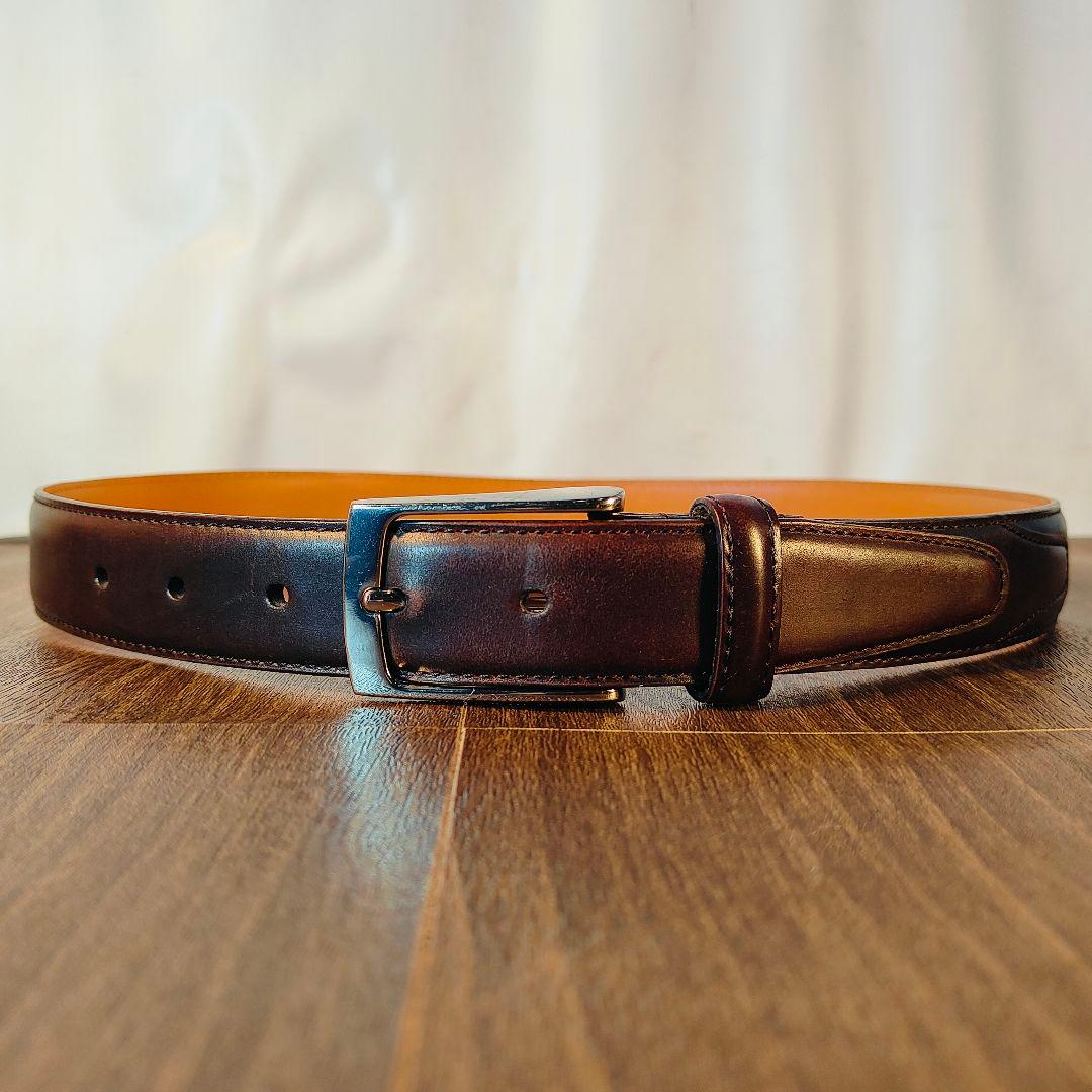 【極艶極上品】【コードバン】ユナイテッドアローズ 3枚繋バーガンディドレスベルト