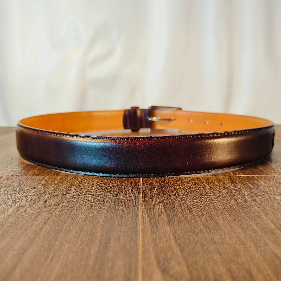 【極艶極上品】【コードバン】ユナイテッドアローズ 3枚繋バーガンディドレスベルト