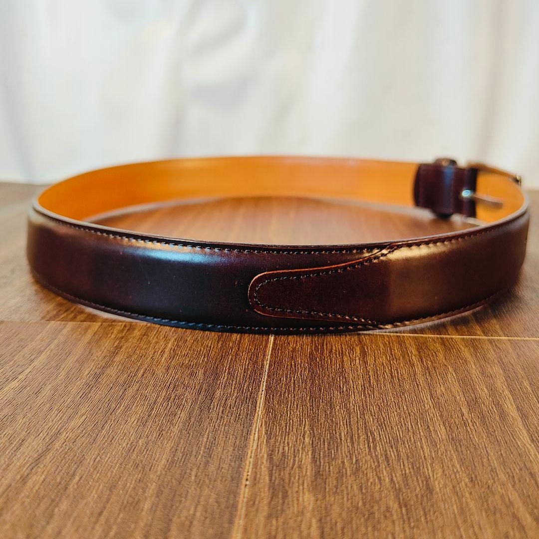 【極艶極上品】【コードバン】ユナイテッドアローズ 3枚繋バーガンディドレスベルト