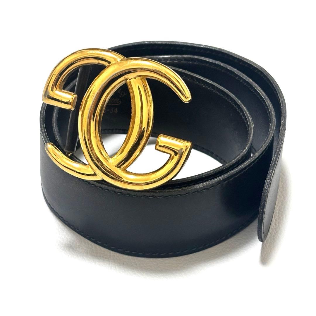 グッチ ベルト インターロッキング GG ブラック レザー ゴールド