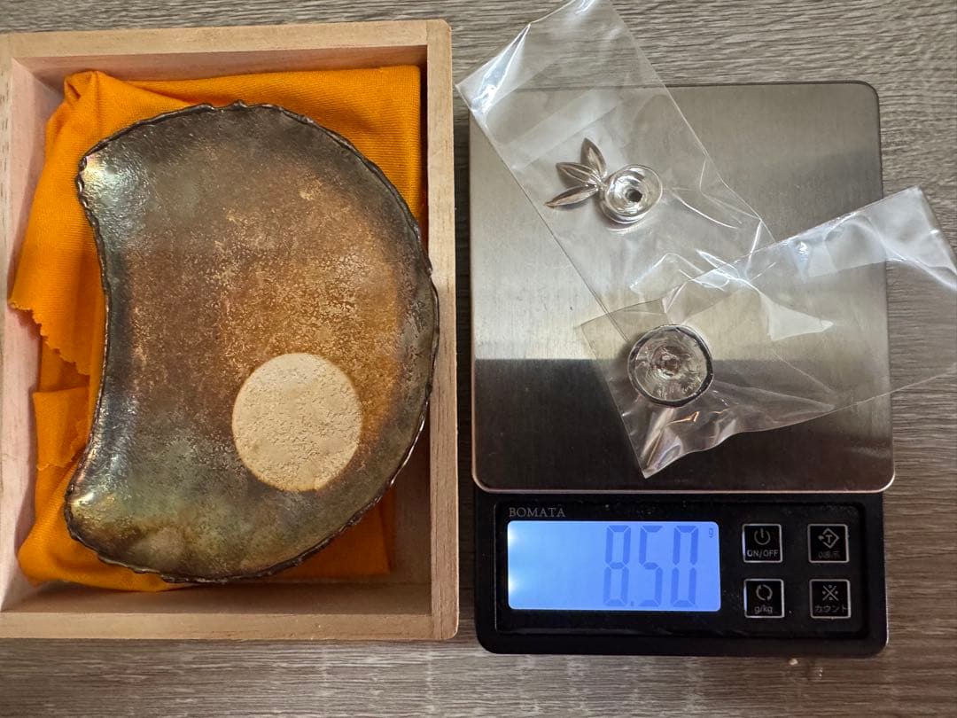 シルバー作家物　お香たてと皿　銀100g以上