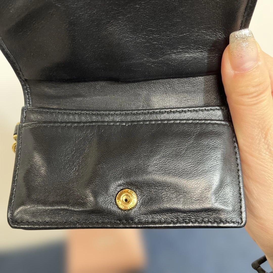 ミュウミュウ カードケース 名刺入れ マテラッセ ロゴ金具 レザー 黒