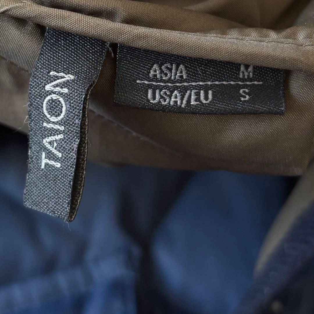 美品　タイオン ユニセックス　パイピングフード ロングダウンコート　ネイビー