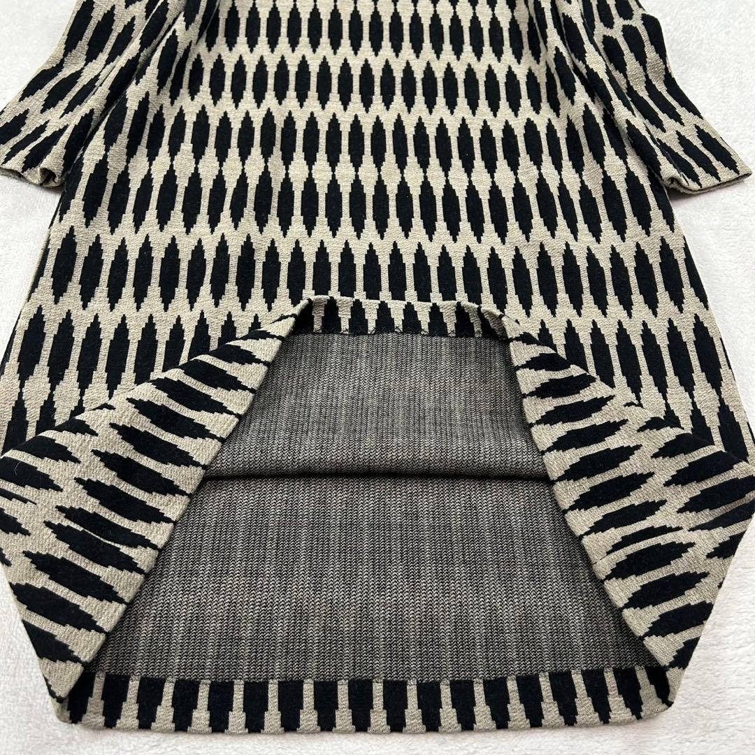 K717 L エトロ イタリア製 ひざ丈ワンピース ブラック グレー レディース