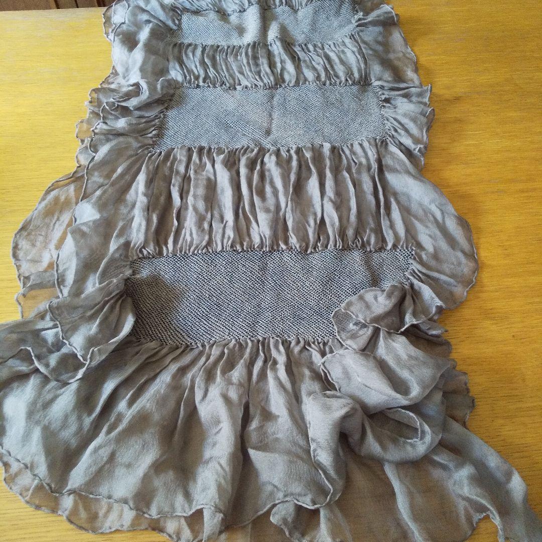 み*ろ様 京都、片山文三朗商店、グレージュの100%シルク手絞りビッグストール