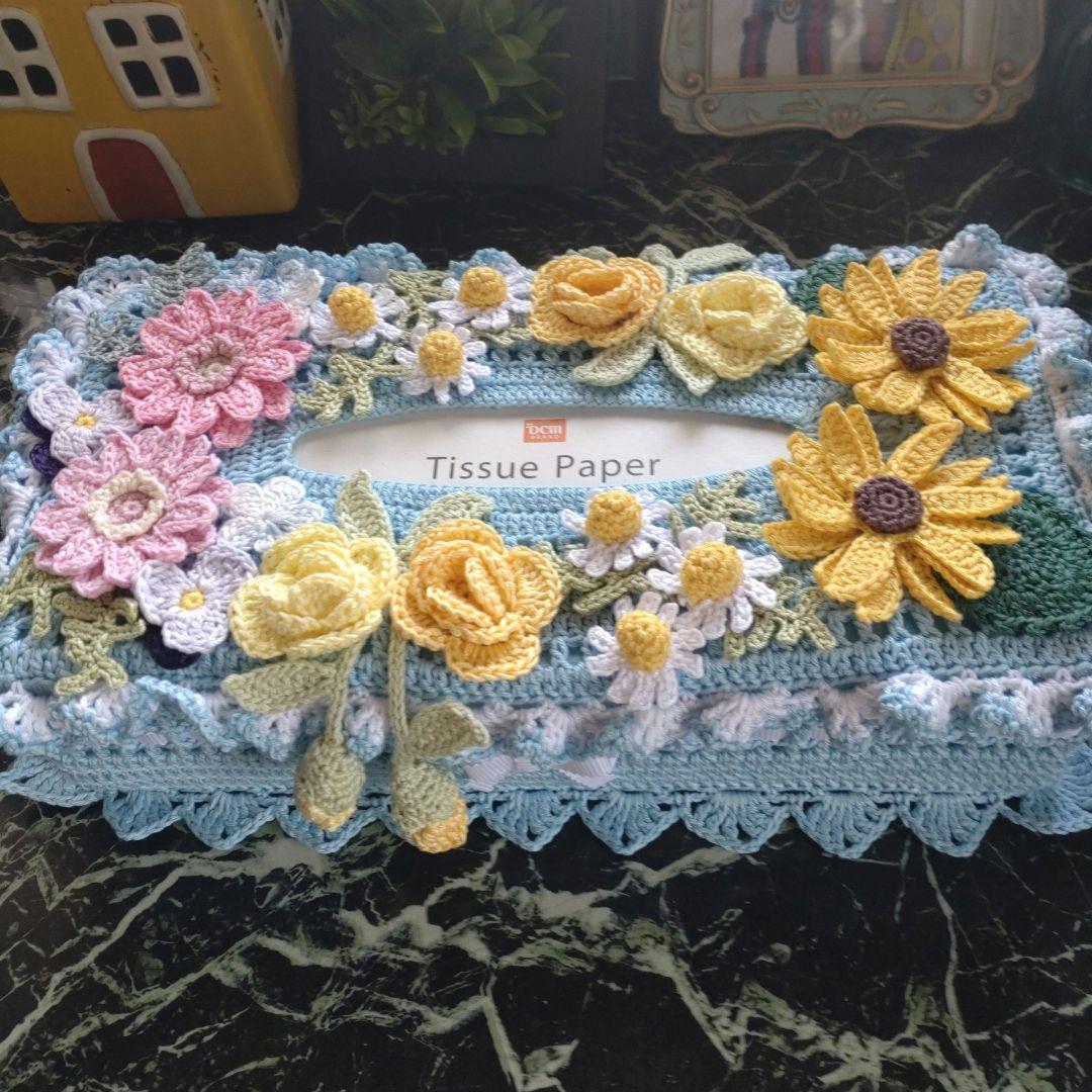 りりー様ティッシュボックスカバーかぎ編みインテリア生活道具レース編みドイリー