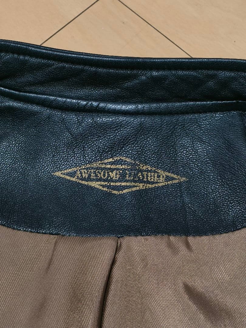本*り様 美品 AWESOME LEATHER スタンドダブルライダースジャケッ