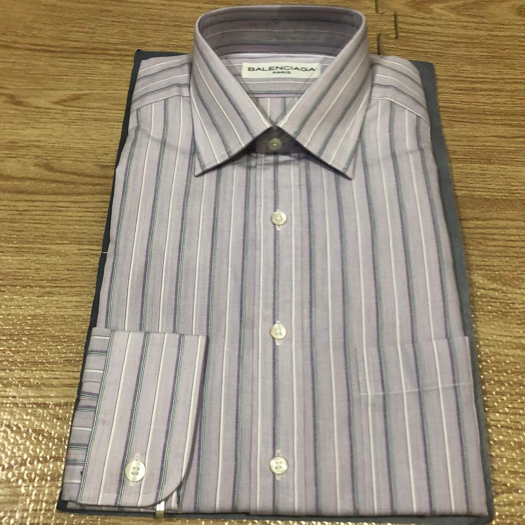 【本日最終値下デッド未使用タグ付BALENCIAGA ストライプシャツ38-80