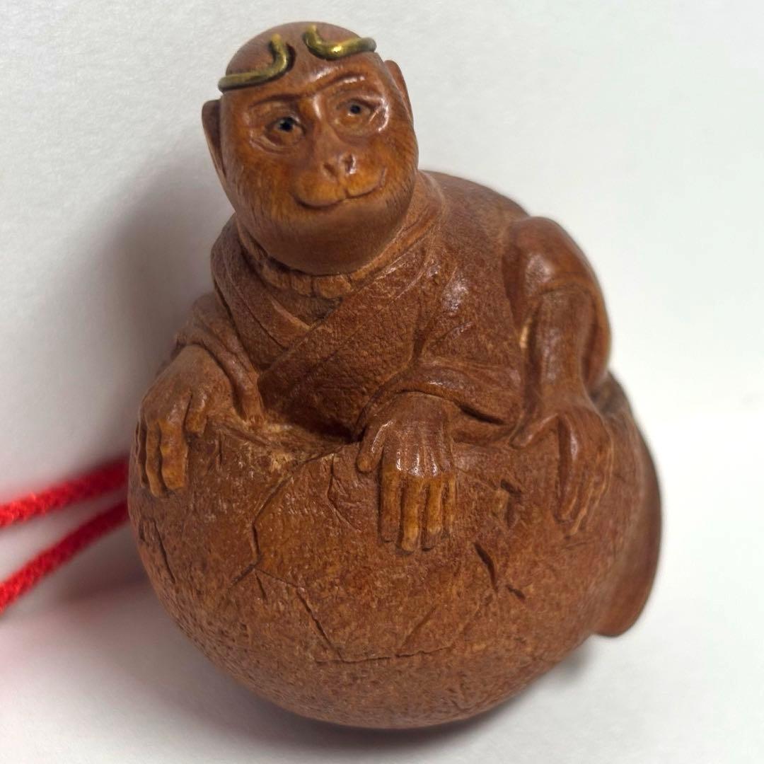 根付　提物　孫悟空　柘植