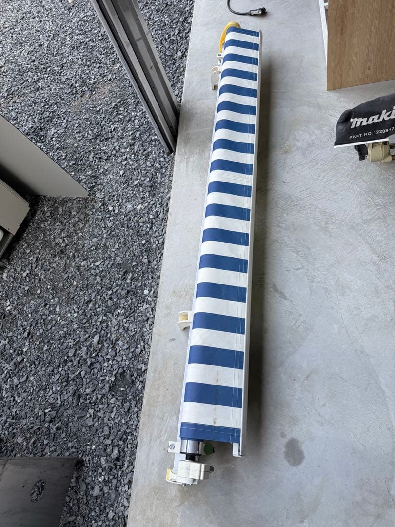 車両用オーニング 青と白のストライプ 2m