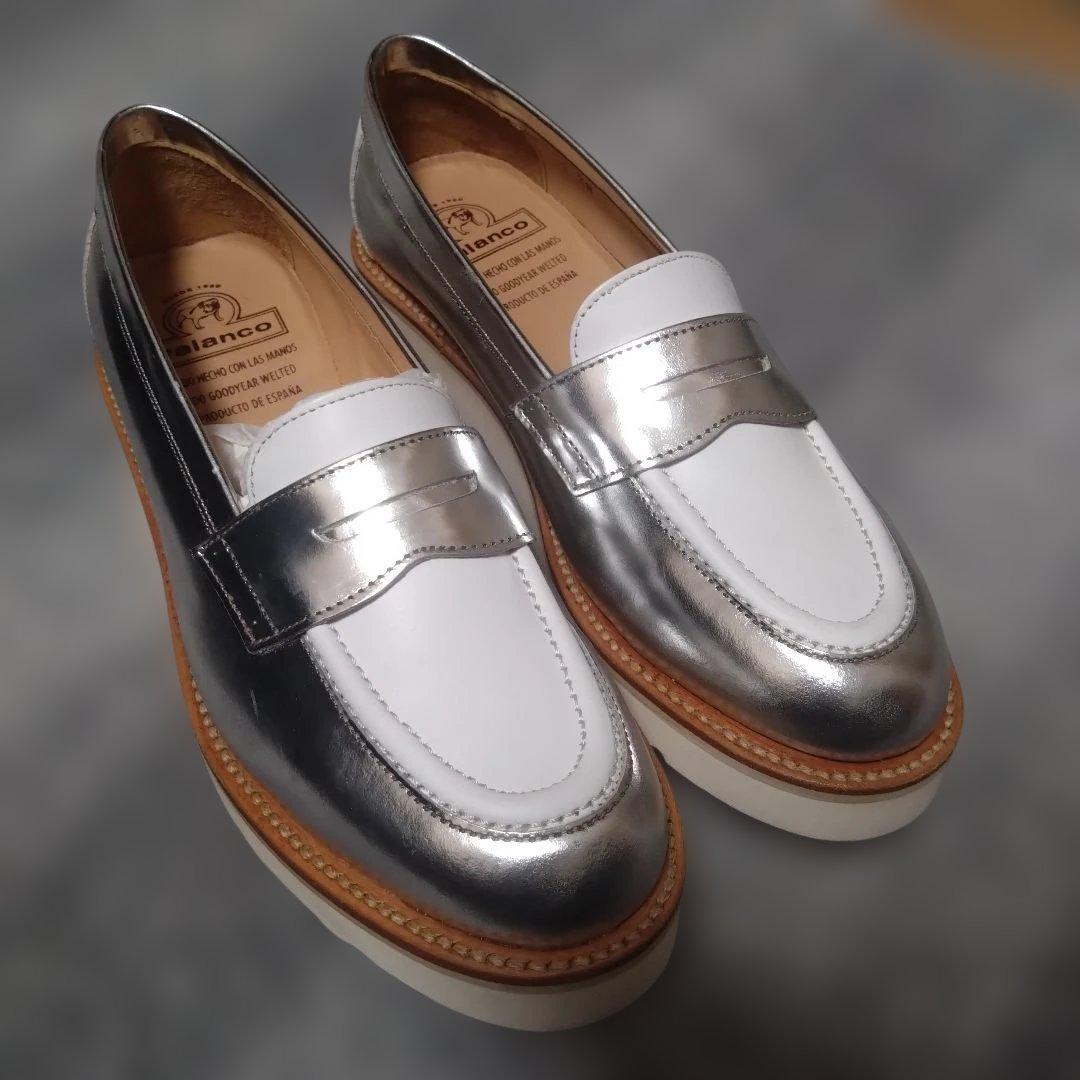 極美品 Palianco シルバー ホワイト ローファー サイズ38