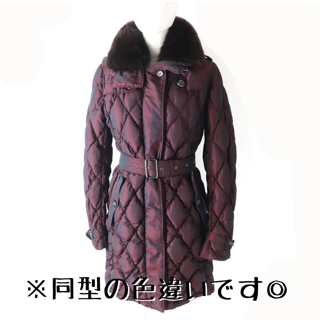 バーバリーロンドン　ダウンコート　フォックスファー　シャドーチェック　黒　40