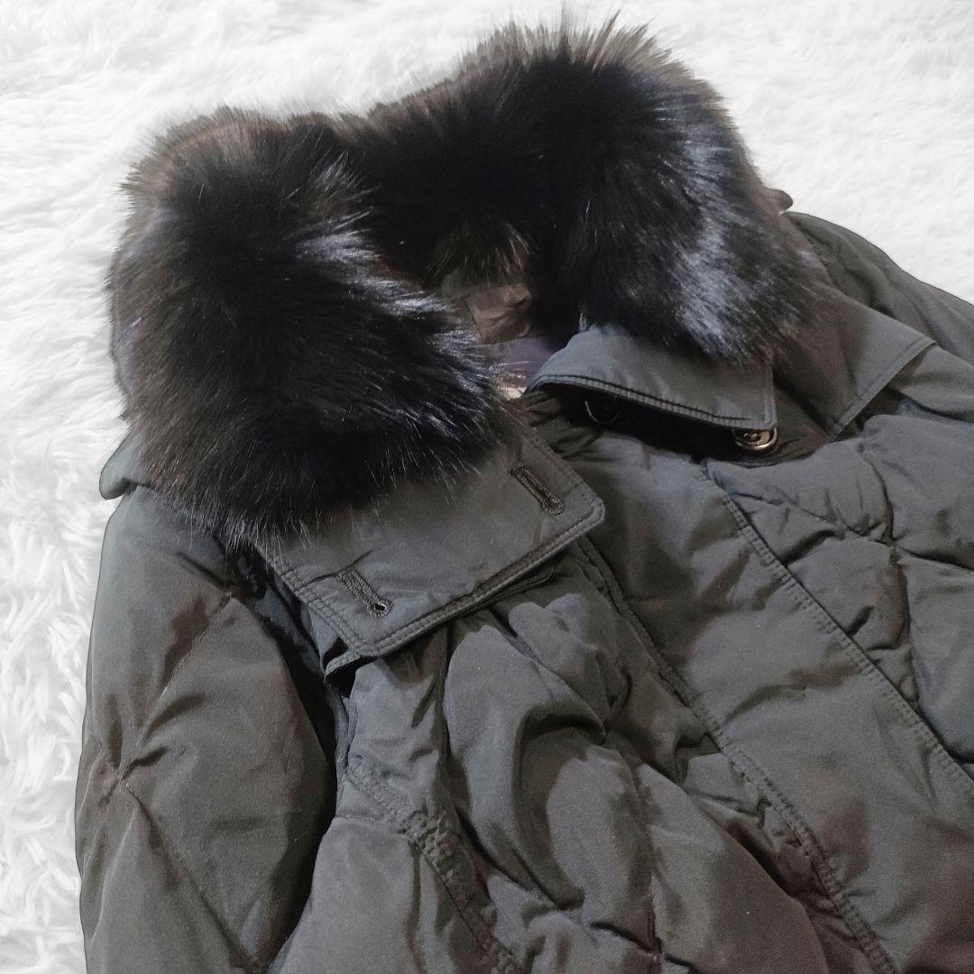 バーバリーロンドン　ダウンコート　フォックスファー　シャドーチェック　黒　40