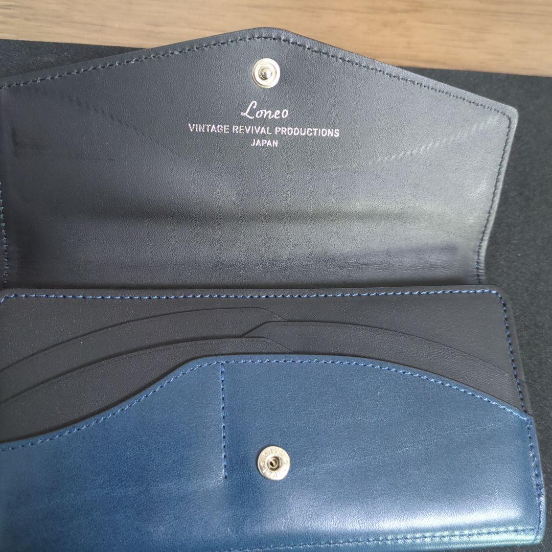 Loneo ネイビー レザー 長財布 日本製