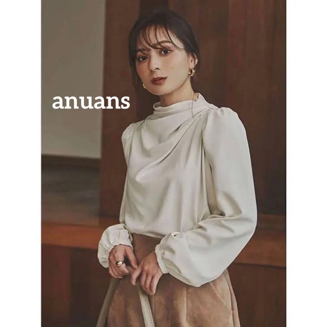 anuans アシンメトリードレープネックブラウス
