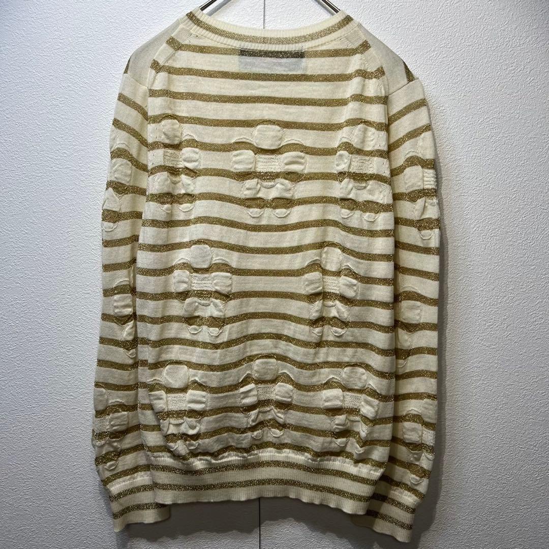 希少 美品 13年製 トリココムデギャルソン ラメ 花柄 縮絨 ボーダー ニット