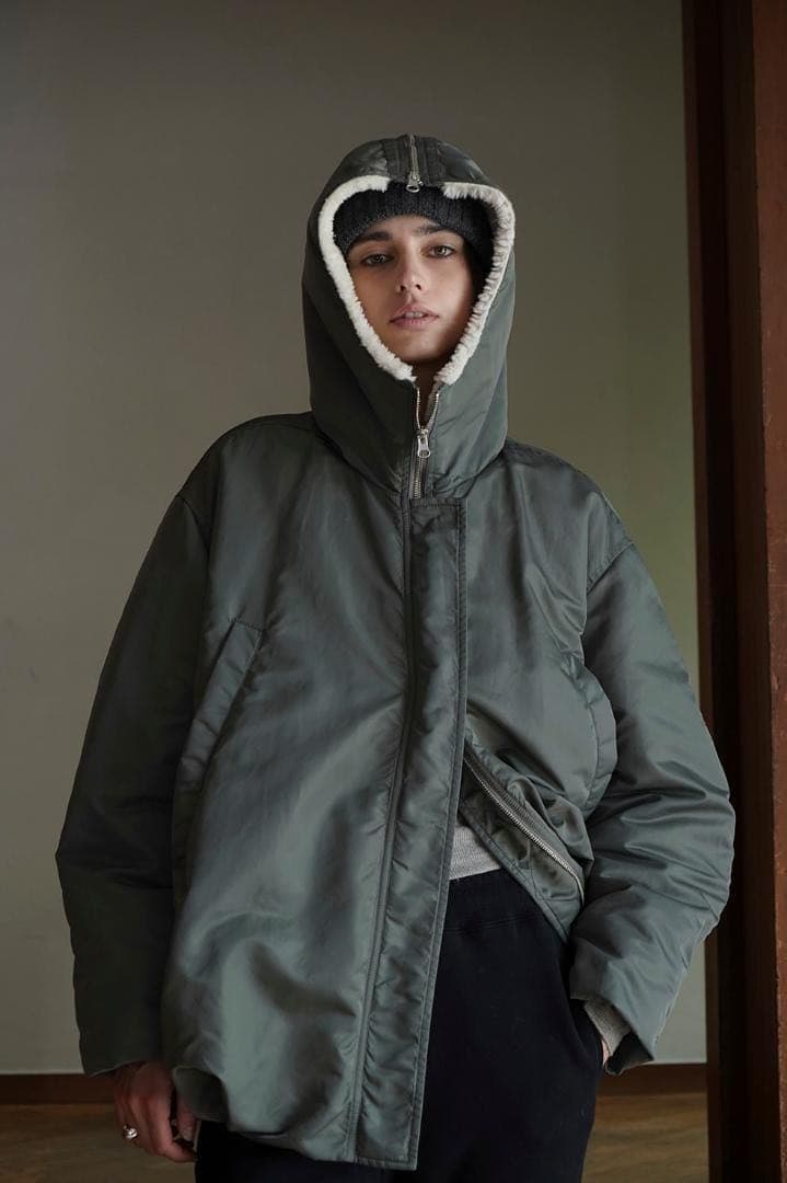 CLANE　BALLOON DESIGN HOODED N3B　カーキ　1