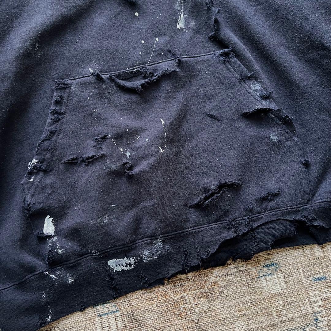 90s champion ダメージ ボロ スウェット パーカー ペンキ　グランジ