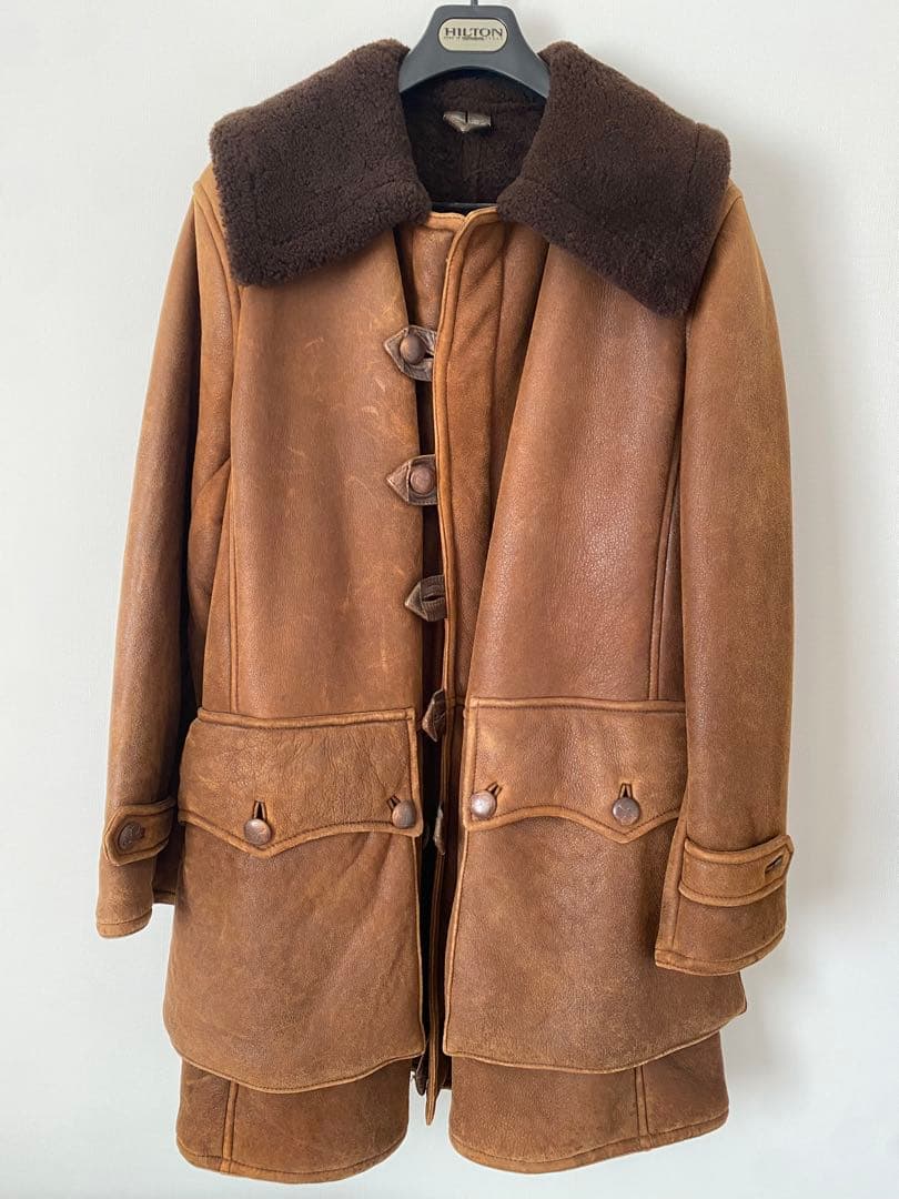 アルマーニ ムートンコート 本革 羊革 イタリア製 サイズ46 ヴィンテージ