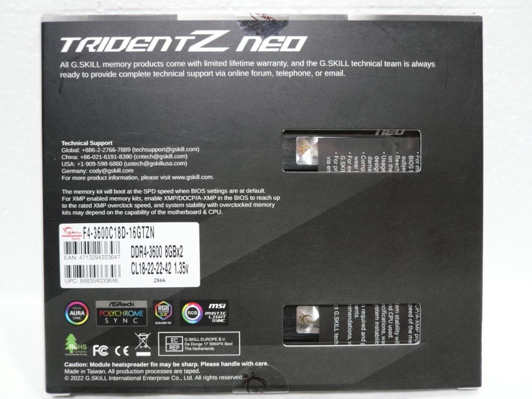 未開封新品 DDR4-3600 16GB G.SKILL TRIDENT Z ①