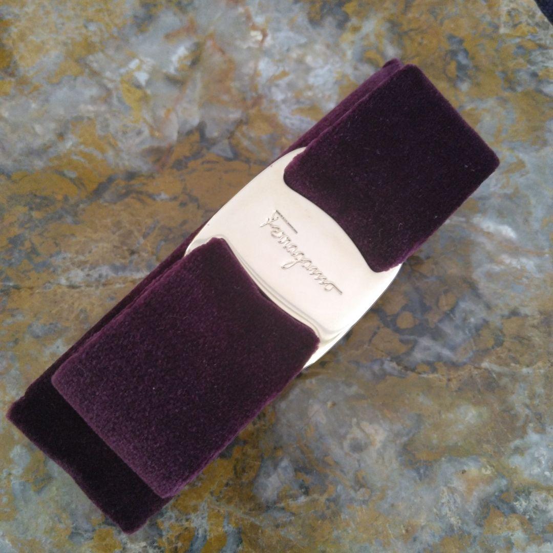 専用「レア」FERRAGAMO フェラガモ　ベロア　バレッタ　ボルドー