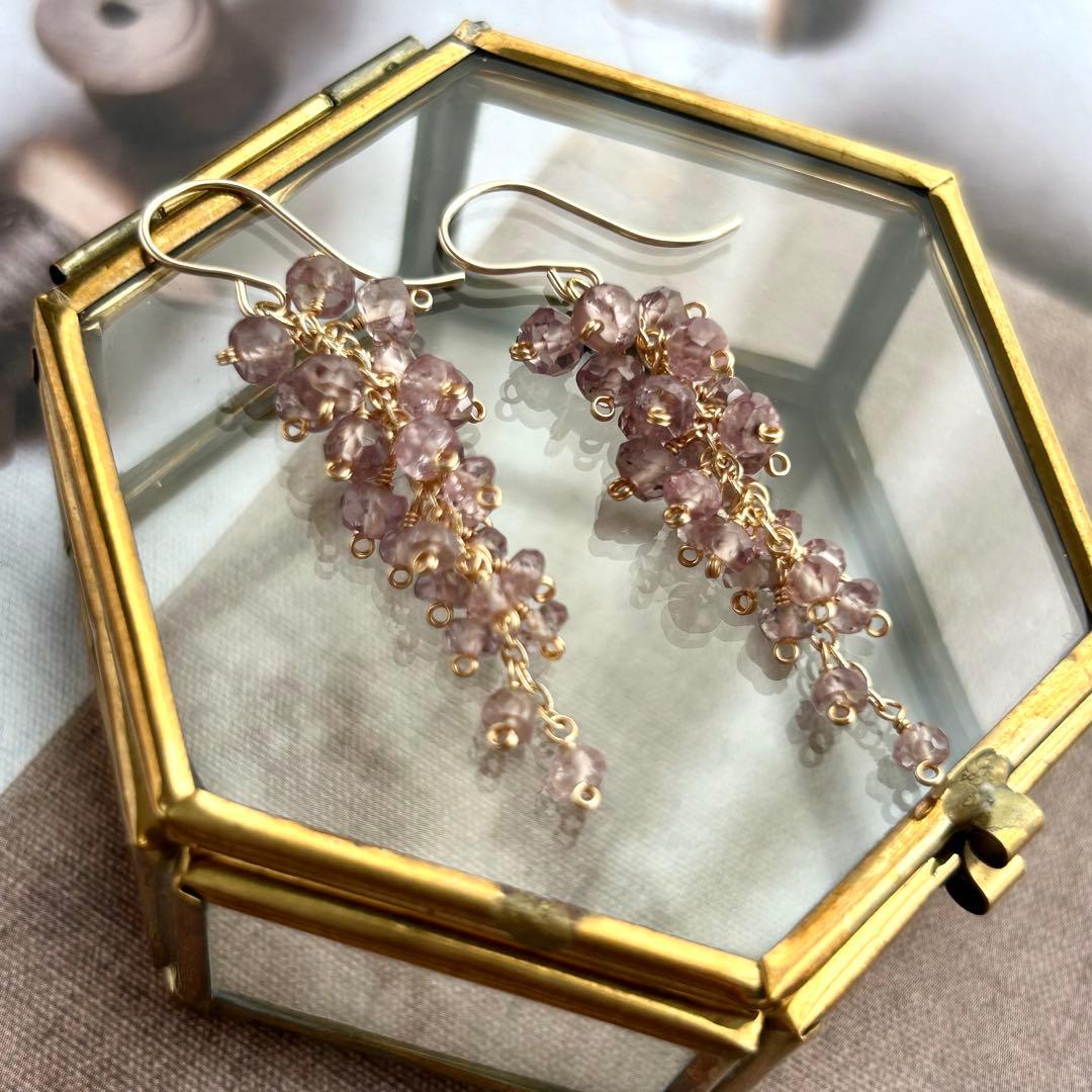 マラヤガーネット　14kgf　天然石ピアス/イヤリング　ドラゴンガーネット