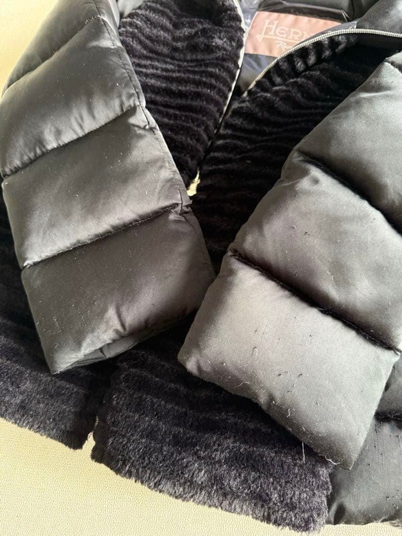 ヘルノ リゾート エコファーコンビダウンジャケット 40サイズ　ブラック