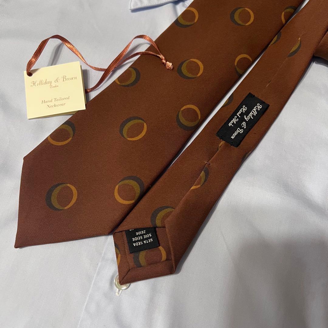 極美品 ホリデー＆ブラウン シルクタイ 小紋柄 ブラウン ビームスF