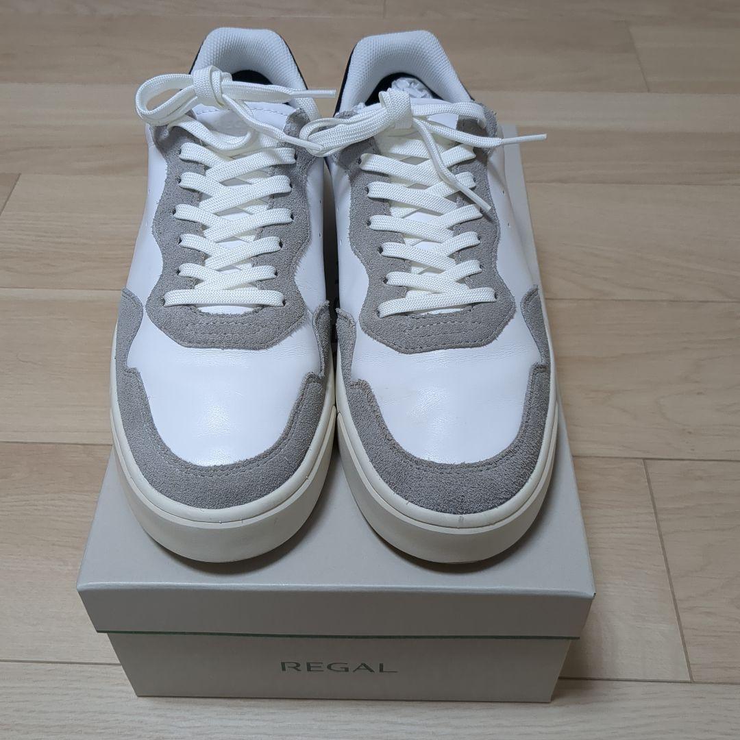 【美品】REGAL リーガル レザースニーカー 26.5cm 白 グレー 箱付