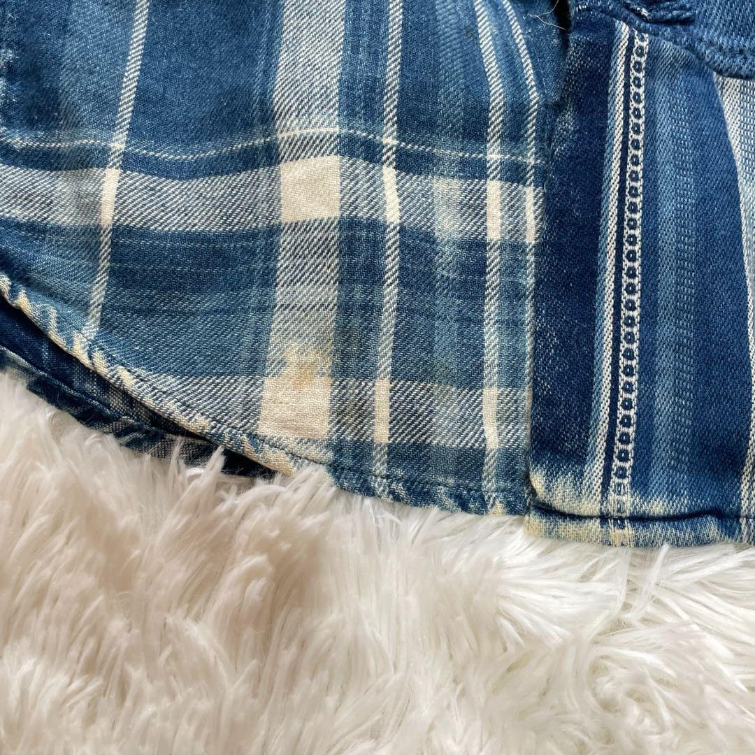 希少 ポロ ラルフローレン パッチワーク シャツ M インディゴ　ブルー 長袖