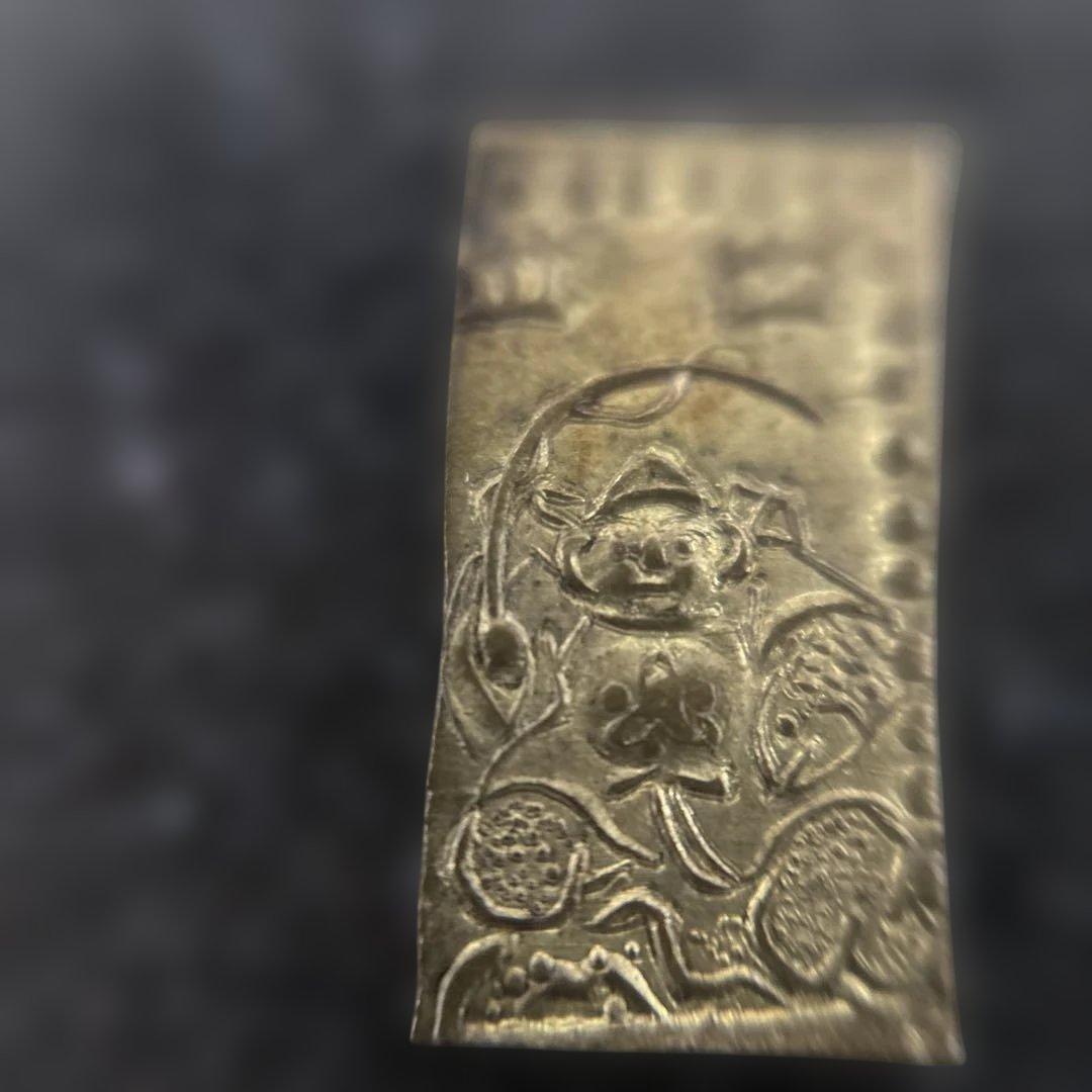天保二朱金　本物と　二朱絵銭5枚七福神　出世　御守り　開運