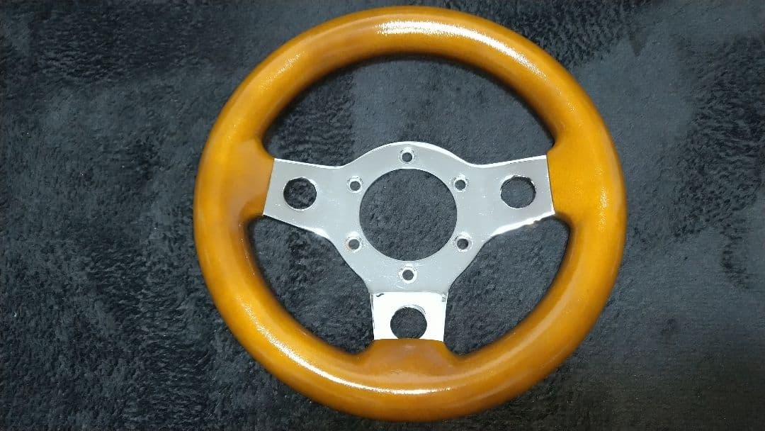 ウッド風 23パイ ハンドル 小径ステアリング 木目調街道レーサー