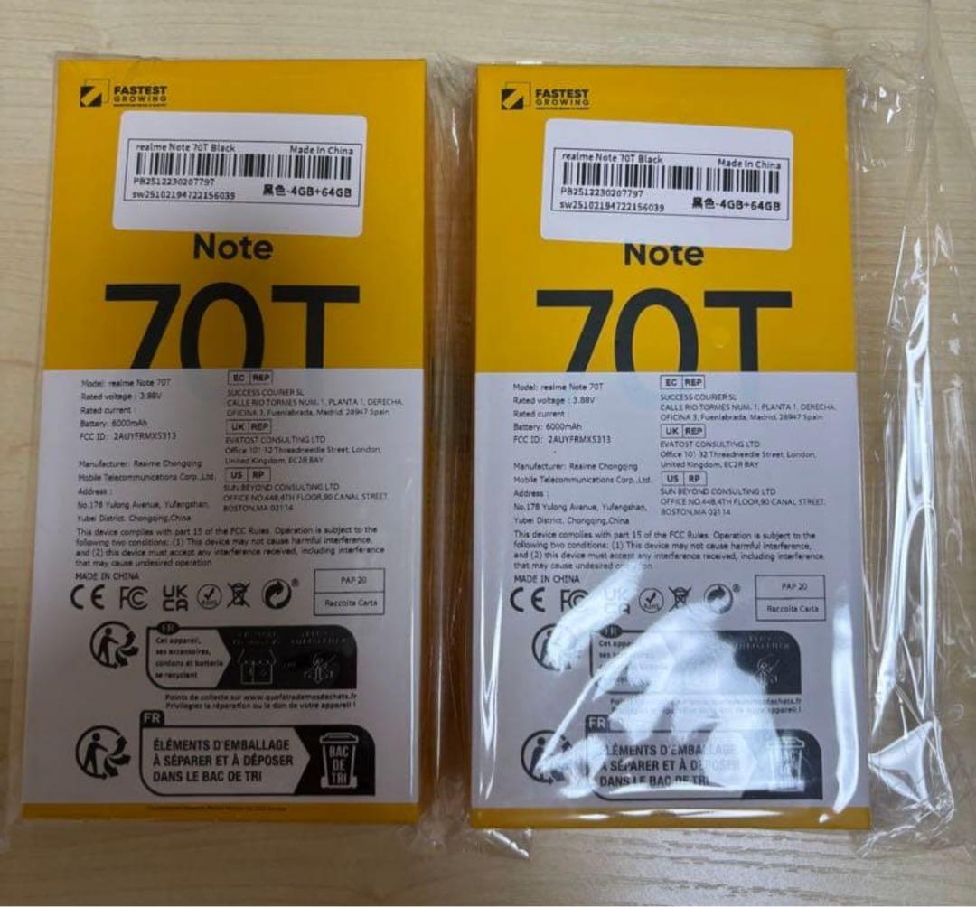 Realme Note 70T 新品未開封 ブラック4GB/64GB 2台セット
