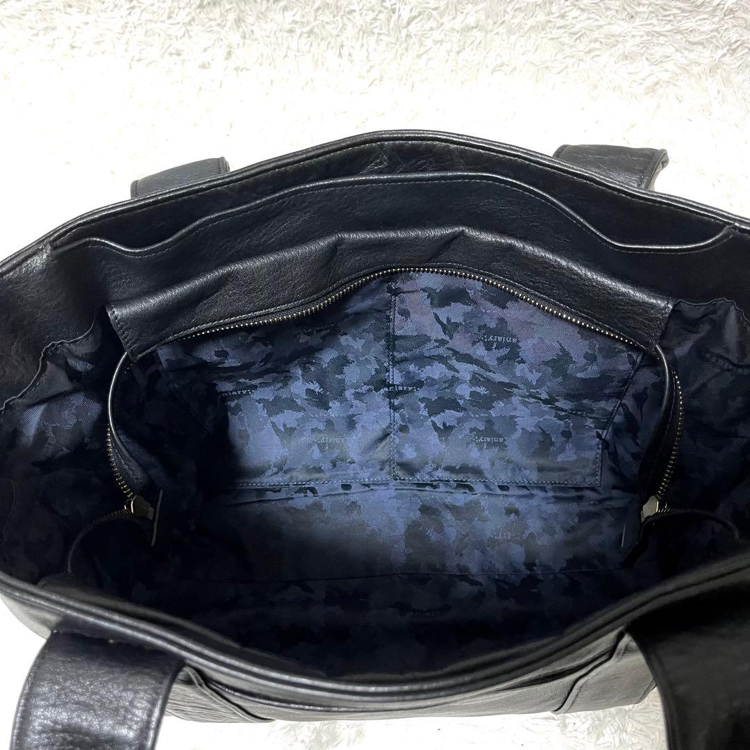 ✨美品✨アニアリ レザー トートバッグ ビジネスバッグ カモフラ 黒 A4可