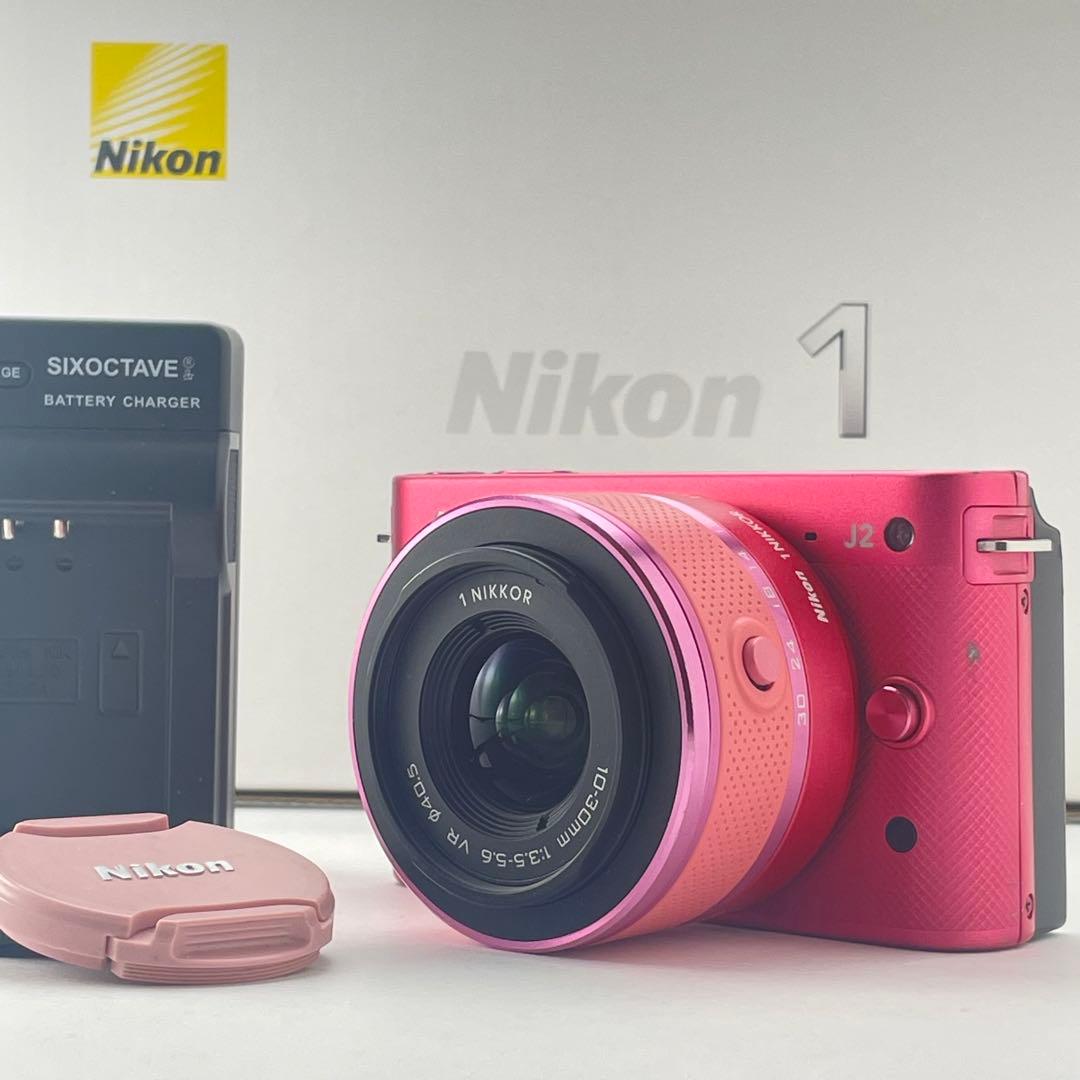 【極上美品・返品保証】Nikon1 J2ピンク10-30 レンズキット